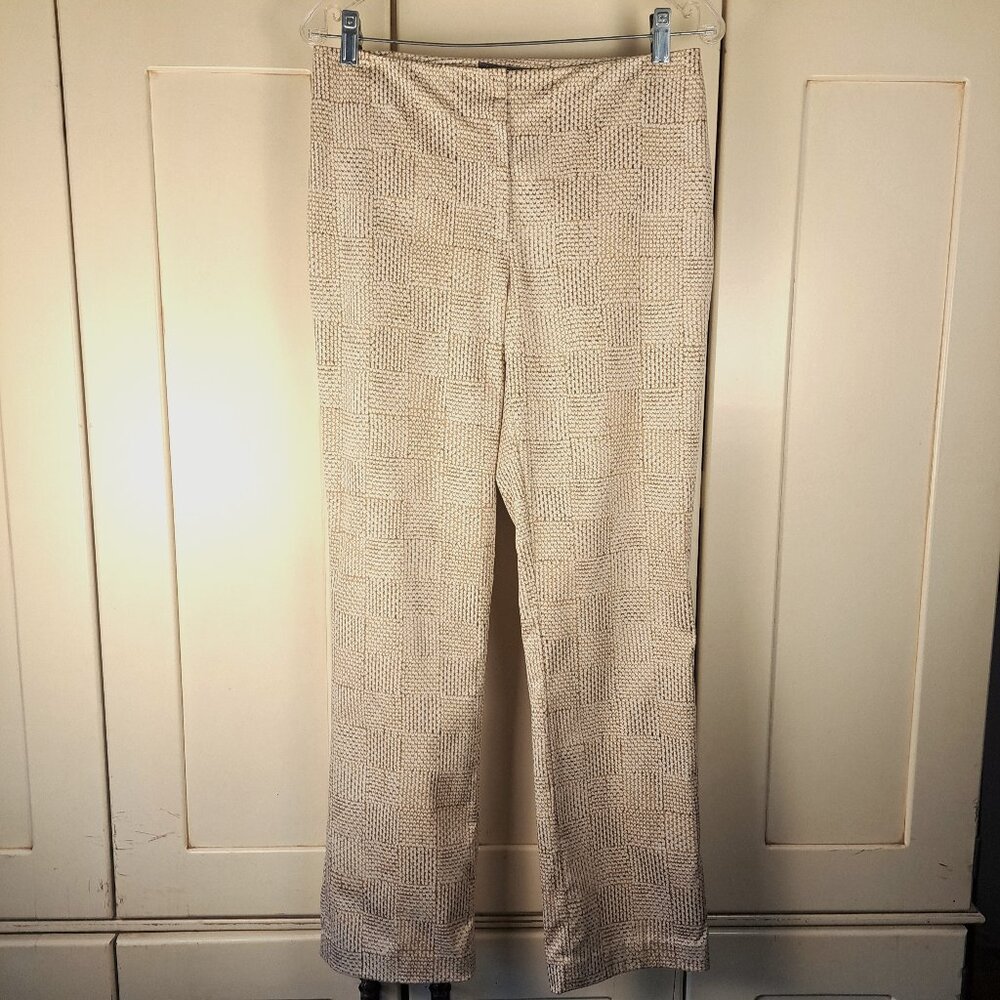 Sigrid Olsen Collection Tan Cream Print Straight Leg Dress Pant Sz 6